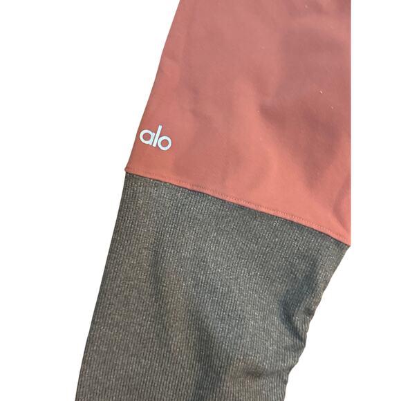 Alo 2 tone leggings sz Large Rose & gray colored yoga winter warm winter fitted - Picture 2 of 7